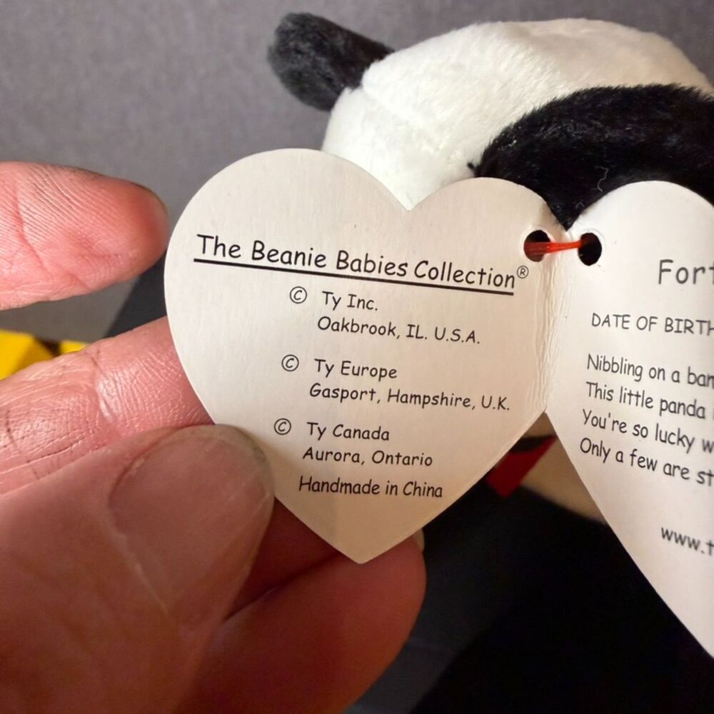 Ty Beanie Baby Fortune Panda Bear Plush 1998 w/ Hang Tag Retired Vintage - Picture 4 of 16